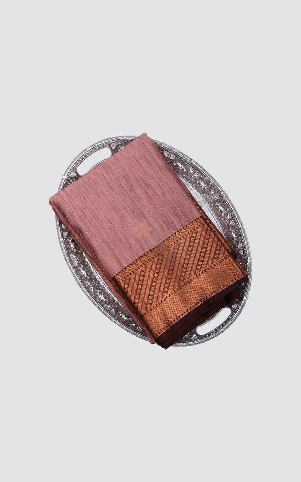 Light Mauve and Brown Fancy Pattu Saree