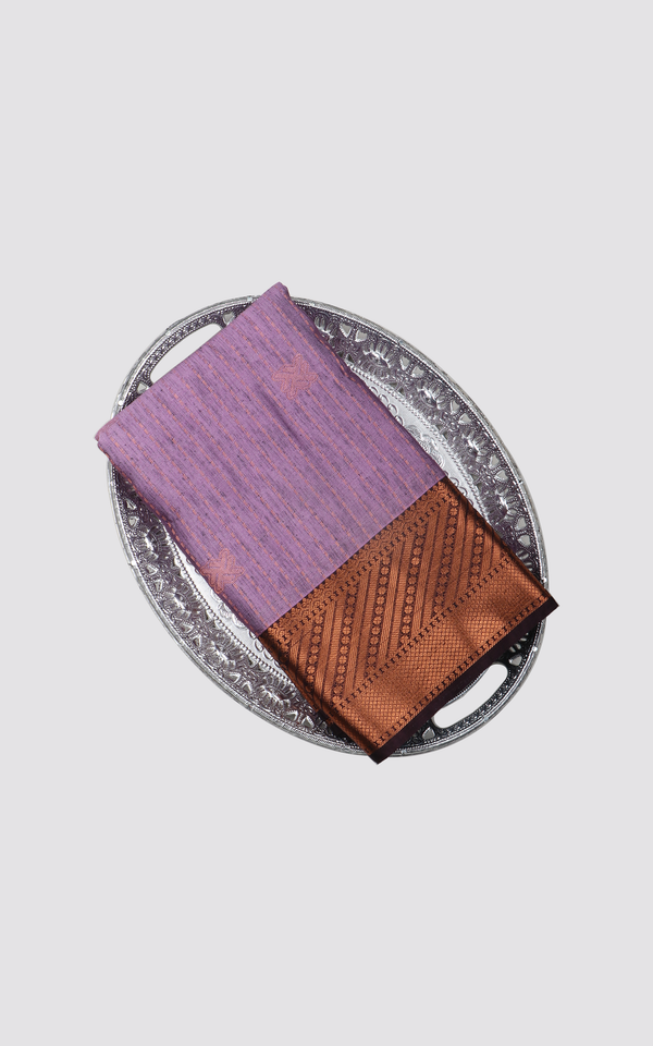 Lavender and Brown Fancy Pattu Saree