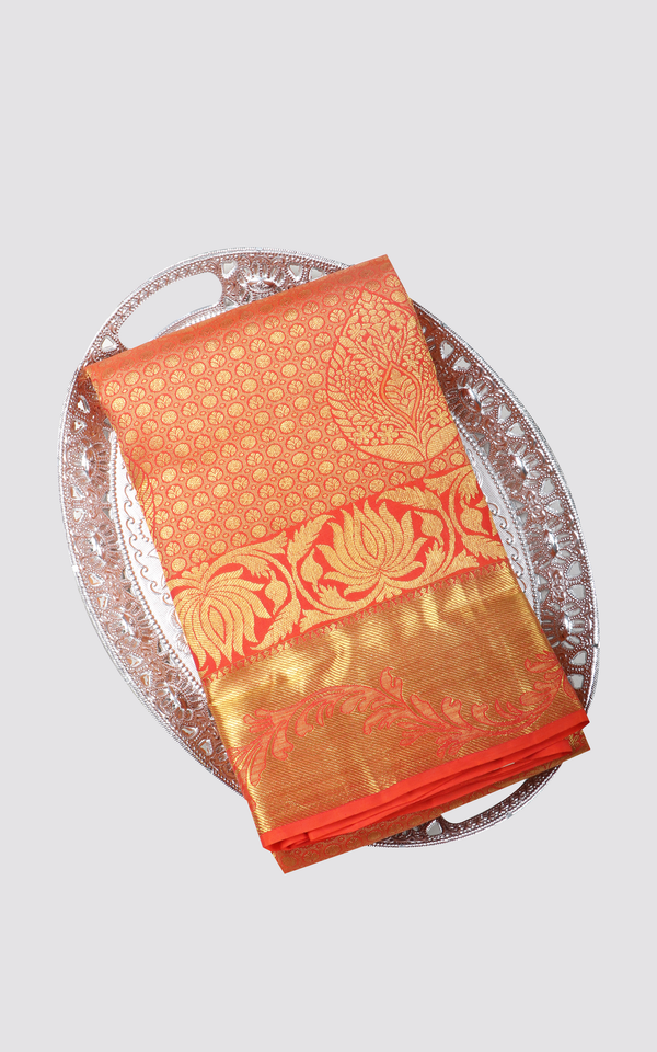 Orange Pure Kanjivaram Silk Saree