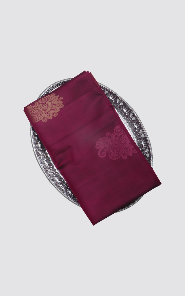 Pure Soft Silk Saree Maroon and Green with Zari Woven Buttas & Zari Woven Border