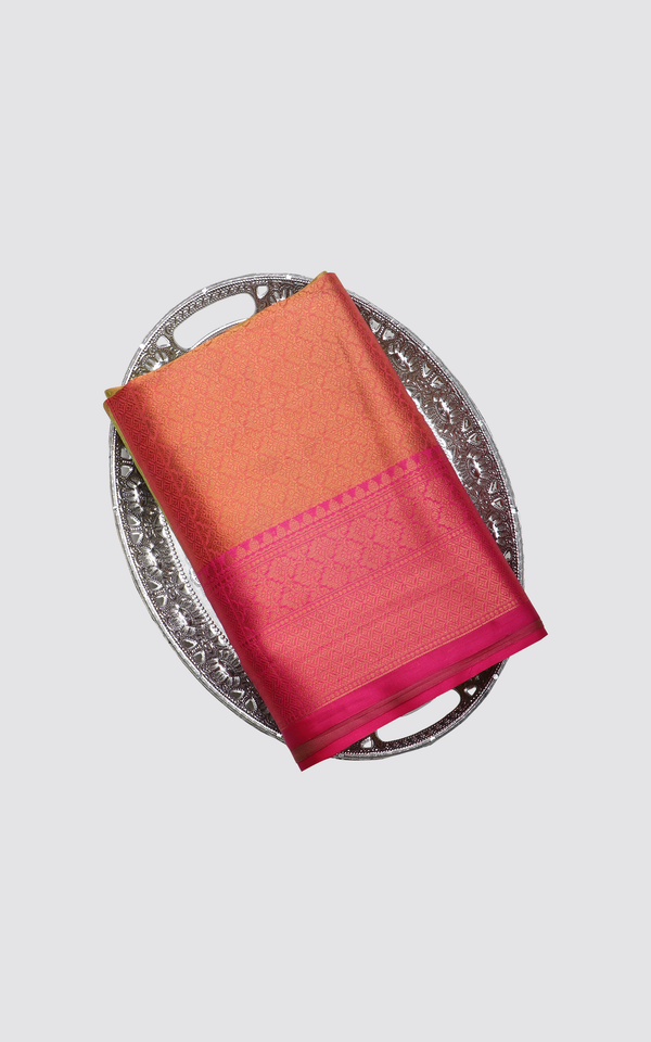 Green and Pink Softy Silk Saree