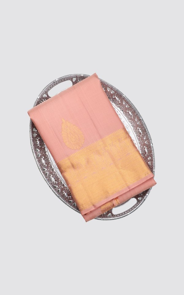 Peach Pure Silk Saree